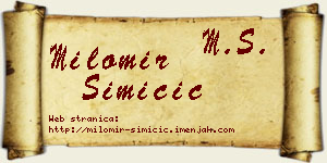 Milomir Simičić vizit kartica